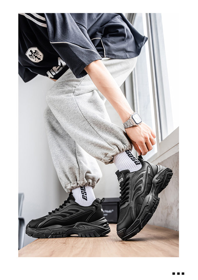 Giày thể thao nam đế dày kiểu sneaker lưới thoáng khí, buộc dây, gót thấp 1–3 cm — Bánh bao gạo W5033, W5033 màu đen, W5033 trắng xanh lục chi tiết 21