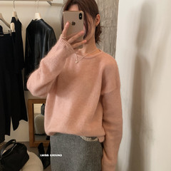 i miss韩标2025秋季慵懒风韩系宽松圆领长袖针织衫毛衣女显瘦上衣