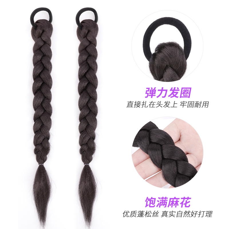 Twist trenza peluca mujer alta doble cola de caballo peluca mujer sucio trenza Internet celebridad natural boxeo trenza peluca mujer pelo largo