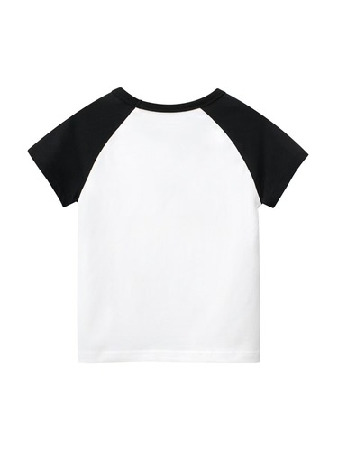 2025 Summer Unisex Kids Splicing Sports Casual Short Sleeve T-Shirt with Drop Shoulder