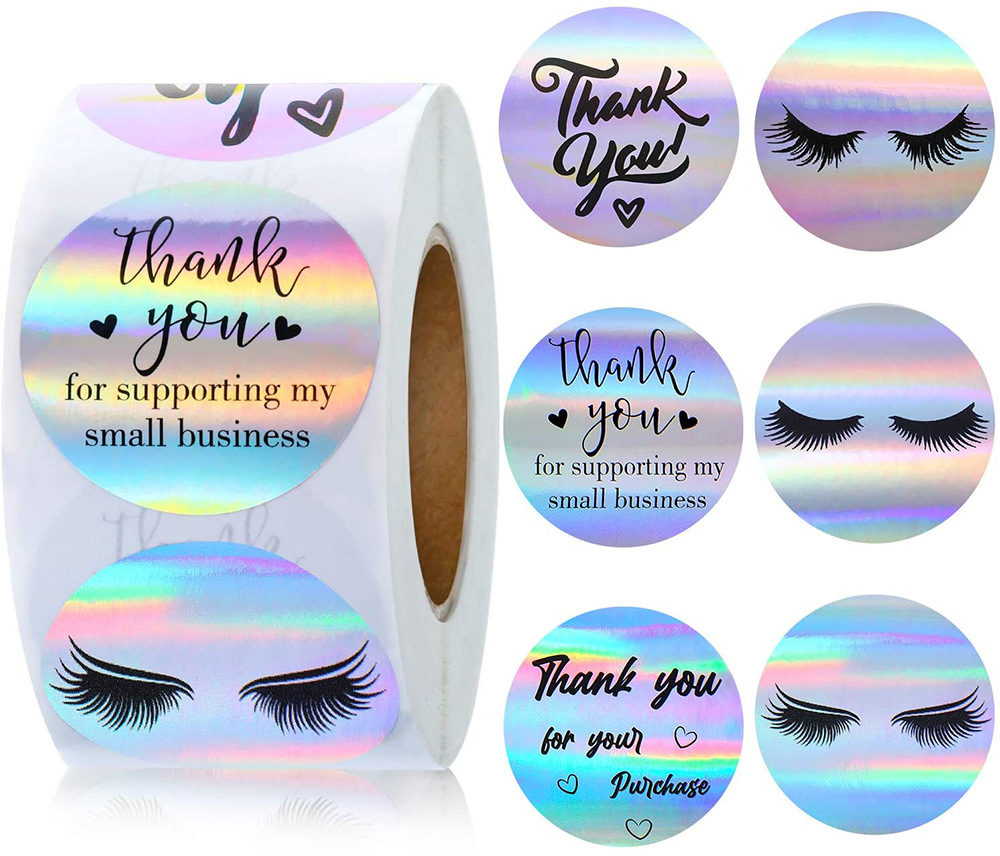 Roll Rainbow Laser Thank You Commercial Decorative Sticker Labels display picture 1