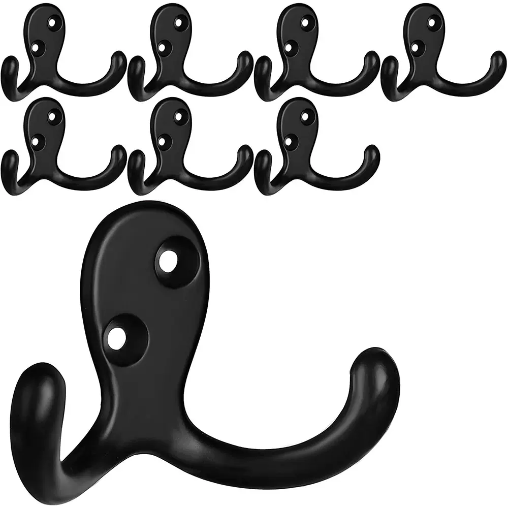 现货壁挂式锌合金衣钩双挂钩衣柜五金配件挂钩复古小人挂衣钩厂家