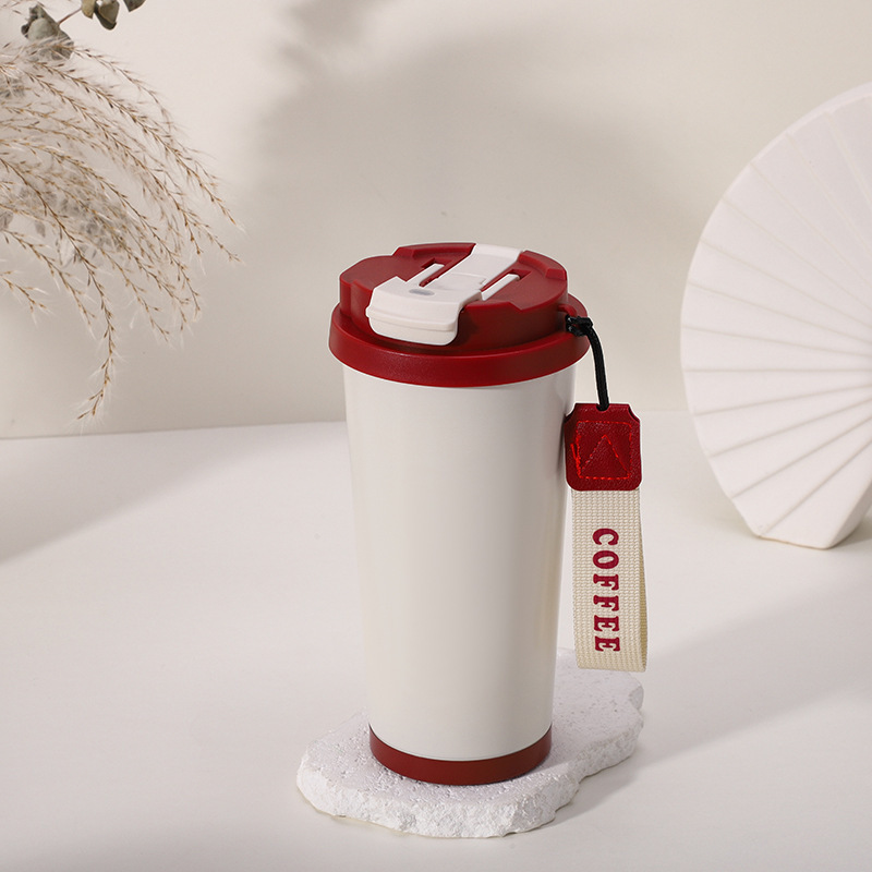 Lily of the Valley Coffee Cup 316 Stainless Steel Insulated Tumbler New Model Ceramic Inner Liner High-End Dual-Use Water Cup with Straw