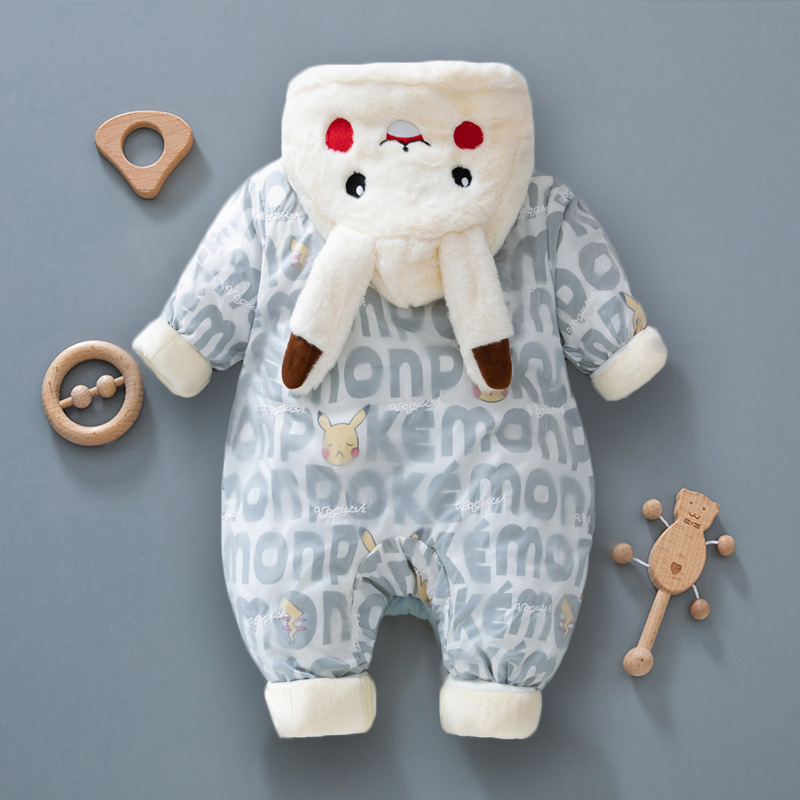 Bebé masculino y femenino engrosado ropa de salida con forro polar acolchado cálido abrigo de otoño e invierno bebé recién nacido mono de invierno con ropa