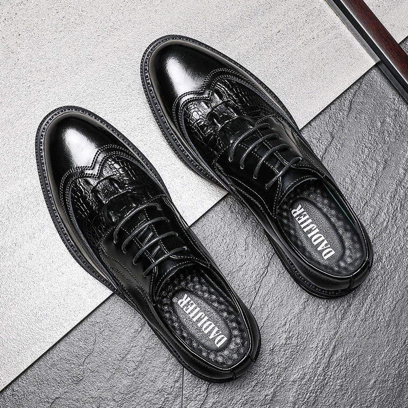 2024 Spring New Crocodile Pattern Leather Shoes Men's British Genuine Leather Business Casual Leather Shoes Formal Men's Men's Shoes
