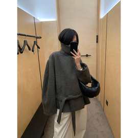 现 2025冬季新款韩国设计师lem*ire浴袍式羊毛短款毛呢大衣外套