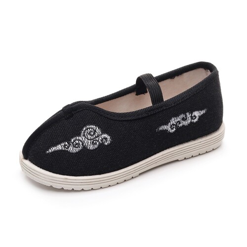 Children's Hanfu Shoes, Ancient Style Girls' Embroidered Shoes, Chinese Style Boys' Ancient Costume Performance Shoes, Old Beijing Fabric Shoes, Soft Sole