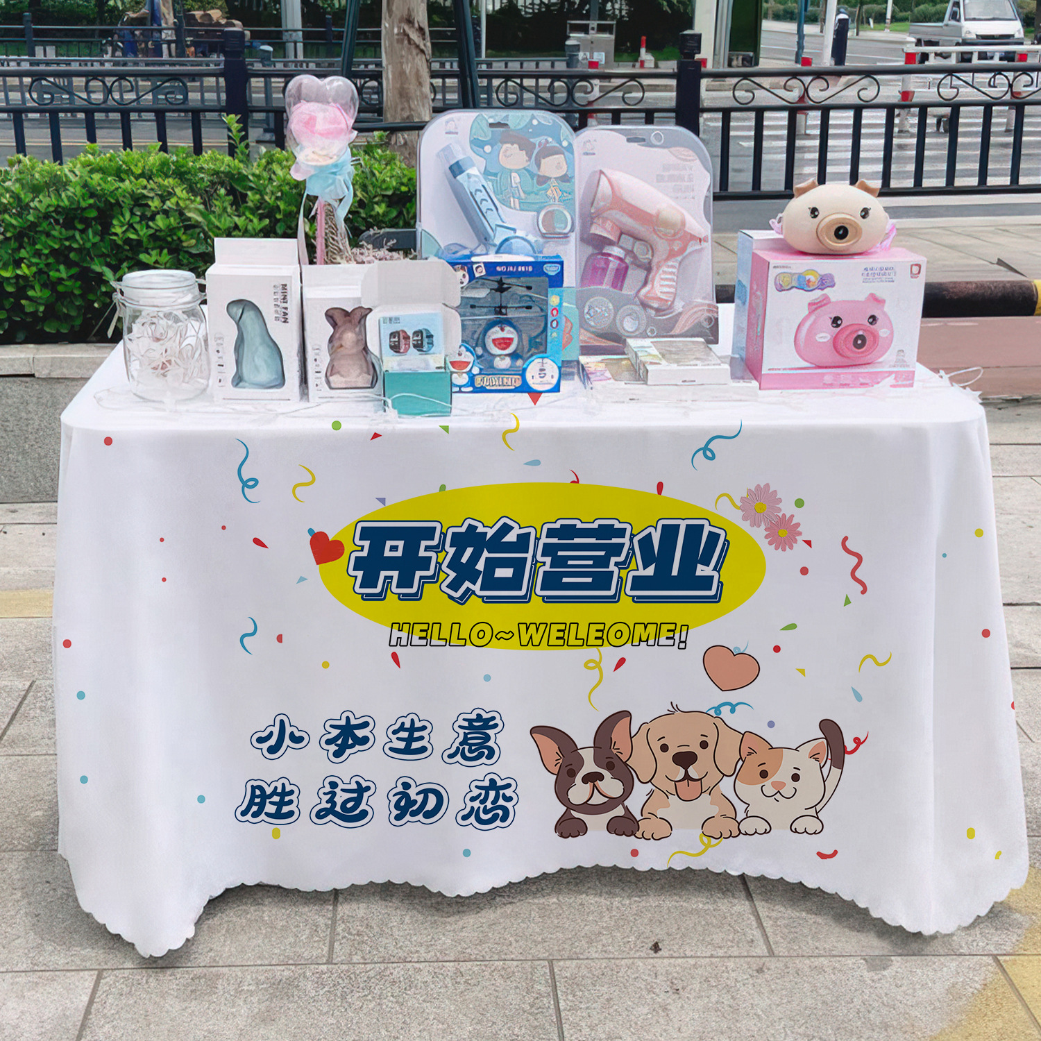 General + 1 estandos de mesa publicitaria