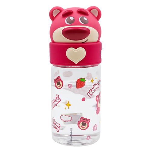 Strawberry bear water cup plastic cup for women with good looks, household high temperature resistant students, cute straight drinking mouth new 2024 cup