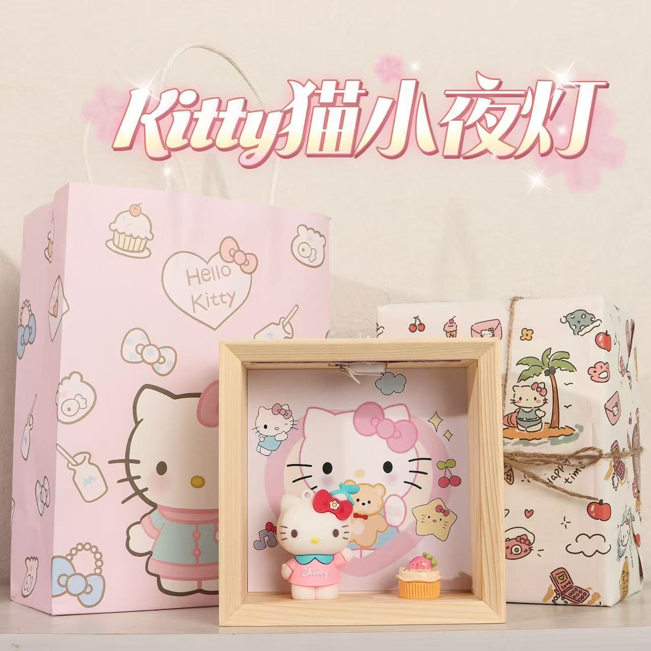 520 Tanabata Día de San Valentín Sanrio lindo dibujos animados luz nocturna marco de fotos decoración para novia y novia regalo de cumpleaños