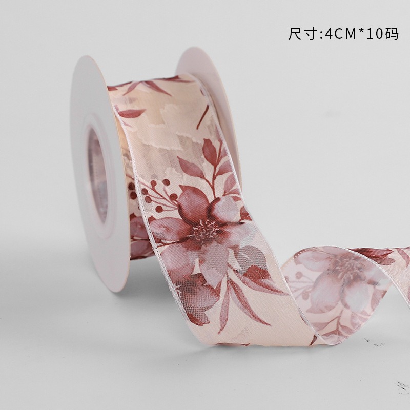 Cinta floral al por mayor 4cm borde dorado colorido ramo arco onda hilo llano cinta flor material de embalaje