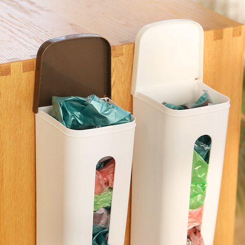 Extract garbage bag storage box wall-mounted plastic bag organizer box supermarket shopping bag storage rack