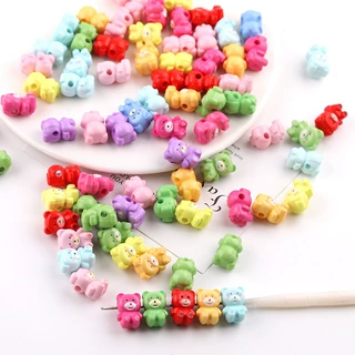 卡通可爱彩色立体小熊小兔子散珠DIY串珠手机链钥匙扣挂件饰品