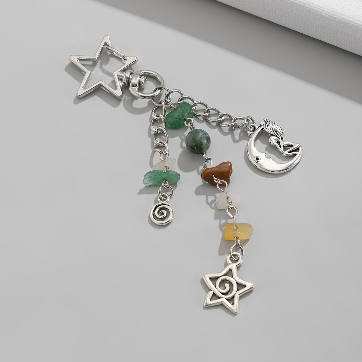 13g Weight Keychain Classification 1 Piece Quantity Holiday, Banquet, Selfie Occasion Glass, Zinc alloy Material Sun, Moon Pattern Unisex Gender Pastoral Style Pastoral Sun Moon Glass Zinc Alloy Unisex Keychain 7