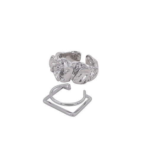 Silver Folded Index Ring with Opening Design for Women, Korean Minority Style, Ins Trendy Cool Casual High Fashion Personality