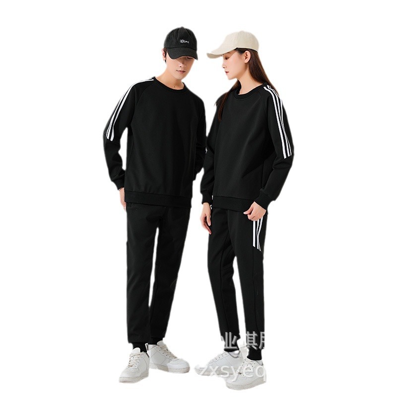 2023 primavera y otoño nuevo traje deportivo hombres y mujeres pareja casual cuello redondo suéter coreano casual deportes traje de tres piezas