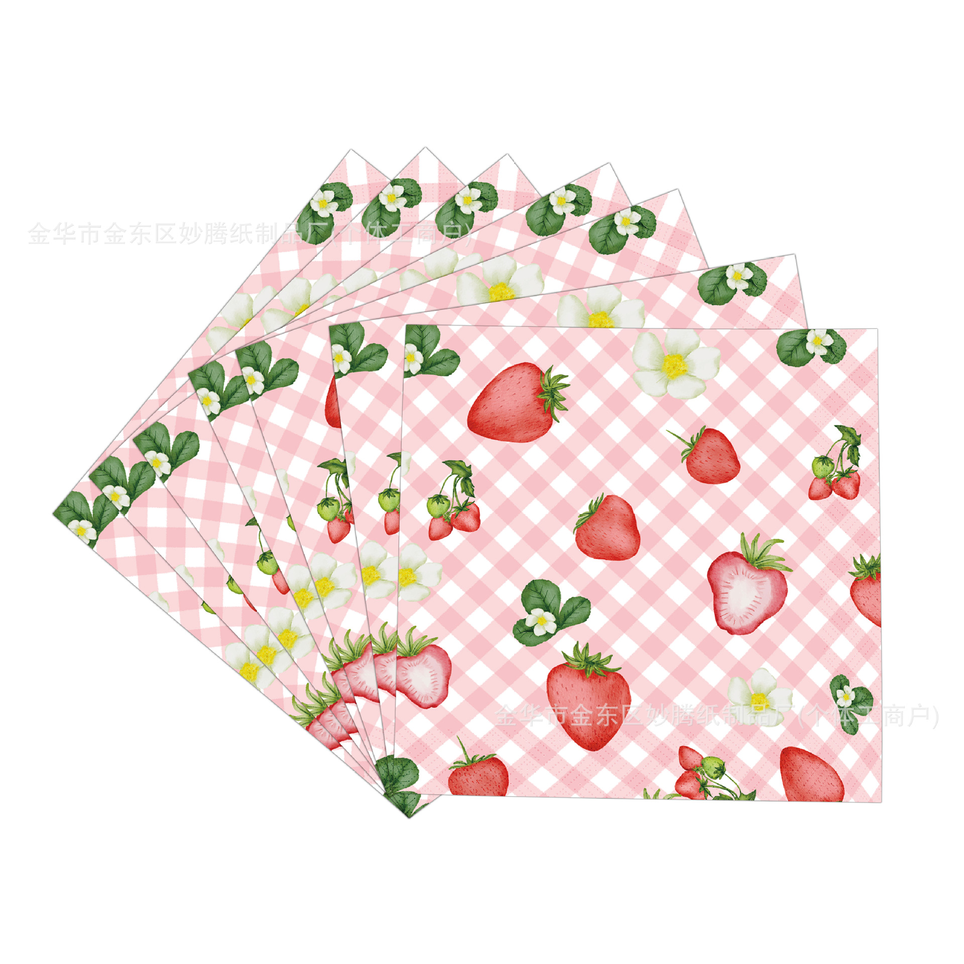 Nuevo tema de fresa transfronterizo fiesta familiar cubiertos tazas de papel toallas de papel conjunto de bandeja de papel desechable
