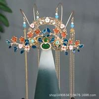 Новый костюм, корона для волос из Тан, древний костюм, ханьфу, кисточка, имитация нефрита, благородный темперамент, антикварные аксессуары для одежды