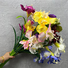 高档仿真花鸢尾花装饰假花花艺绢花插花客厅摆设摆件花束一件代发