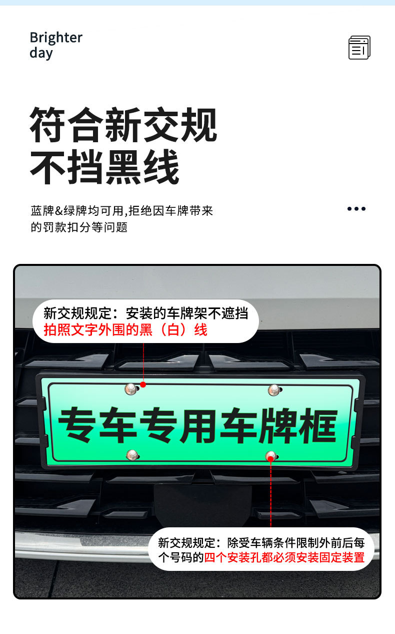 Suitable for 2026 Trumpchi E8 New Energy License Plate Frame, New Energy Full-Edge License Plate Frame, Green Plate New Regulations License Plate