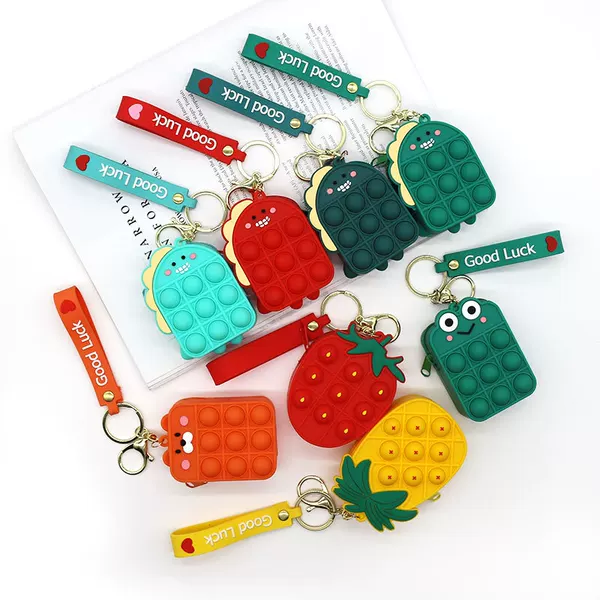 Cross-Border Hot-Selling Rodent Control Coin Purse Silicone Keychain Bag Children's Press-And-Open Handbag Manufacturer Wholesale