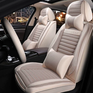 Car Seat Cushion, Universal for All Seasons, Fully Enclosed Seat Cover, Linen Breathable Fabric Seat Cushion, Universal Seat Cushion Cover for Five Seats in the Car