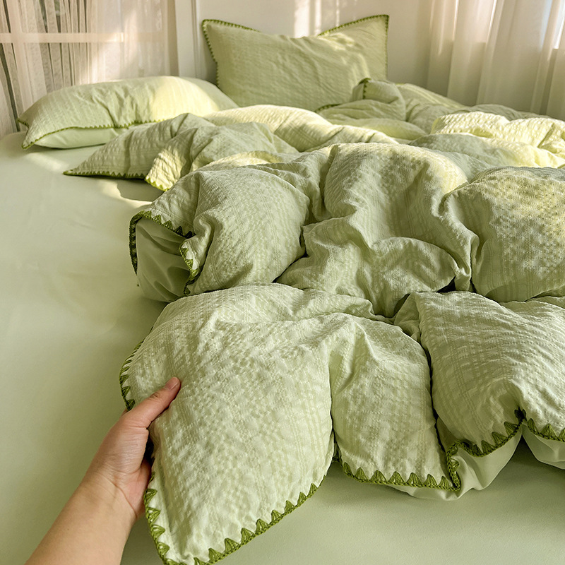 Bubble Gauze Bedding Set 4 Piece Duvet Cover And Sheet Set_voghion.com