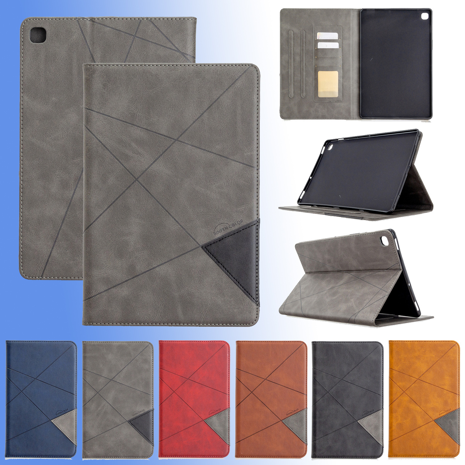 棱形平板套适用三星T307休眠保护皮套T290 P200 T385支架翻盖外壳