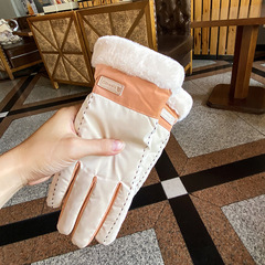 手套女冬季可愛觸屏加絨加厚五指學生騎行保暖滑雪防風防水韓版網
