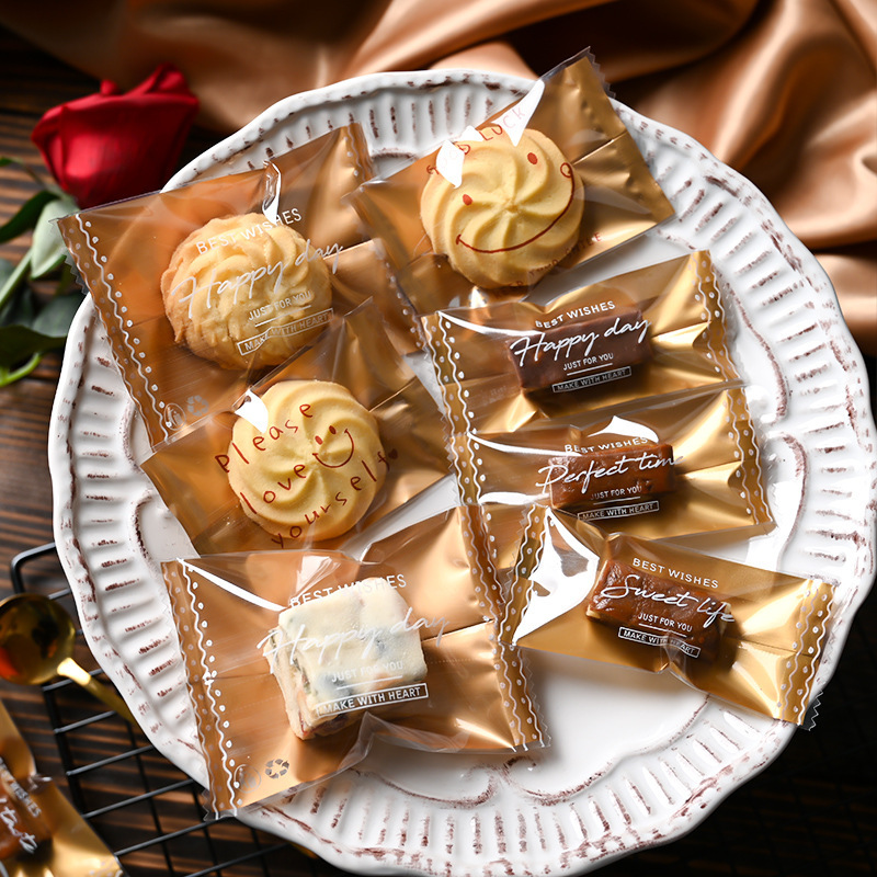 Candy packaging bags for nougat, toffee, transparent snowflake, coffee, machine sealed, candy, baking, cookie