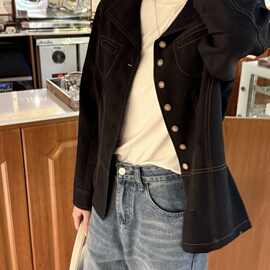 黑色薄款牛仔外套女2026新款秋季新品感小个子超好看短款夹克上衣