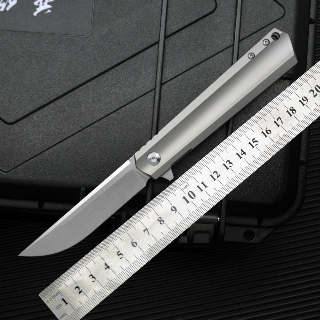 新款D2钢高硬度折叠刀户外刀具露营钛合金EDC折刀水果刀防身小刀
