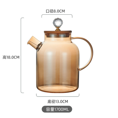 Wholesale large capacity cold kettle thickened high temperature resistant household glass tea kettle kettle transparent glass tea kettle