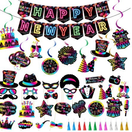 Laipai transfronterizo feliz fiesta de Año Nuevo sombrero cónico gafas para soplar bocinas regalos de fiesta adecuados para niños