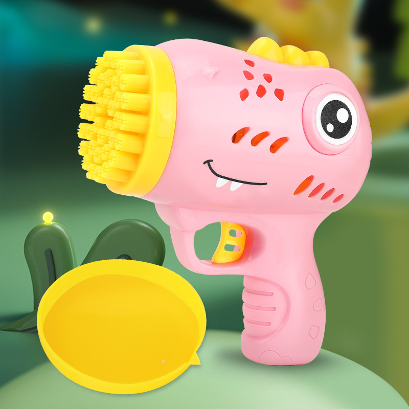 Explosiones transfronterizas 36 agujeros máquina de burbujas de dinosaurio pistola de burbujas eléctricas de mano Gatlin soplar burbujas juguetes para niños al por mayor