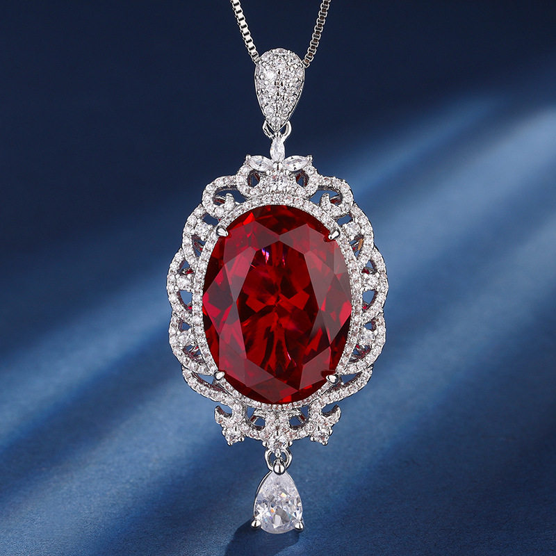 Zhuang Sheng joyería cobre fondo chapado en oro simulación color tesoro moda retro colgante collar gran denier en forma de piedra principal 15*20