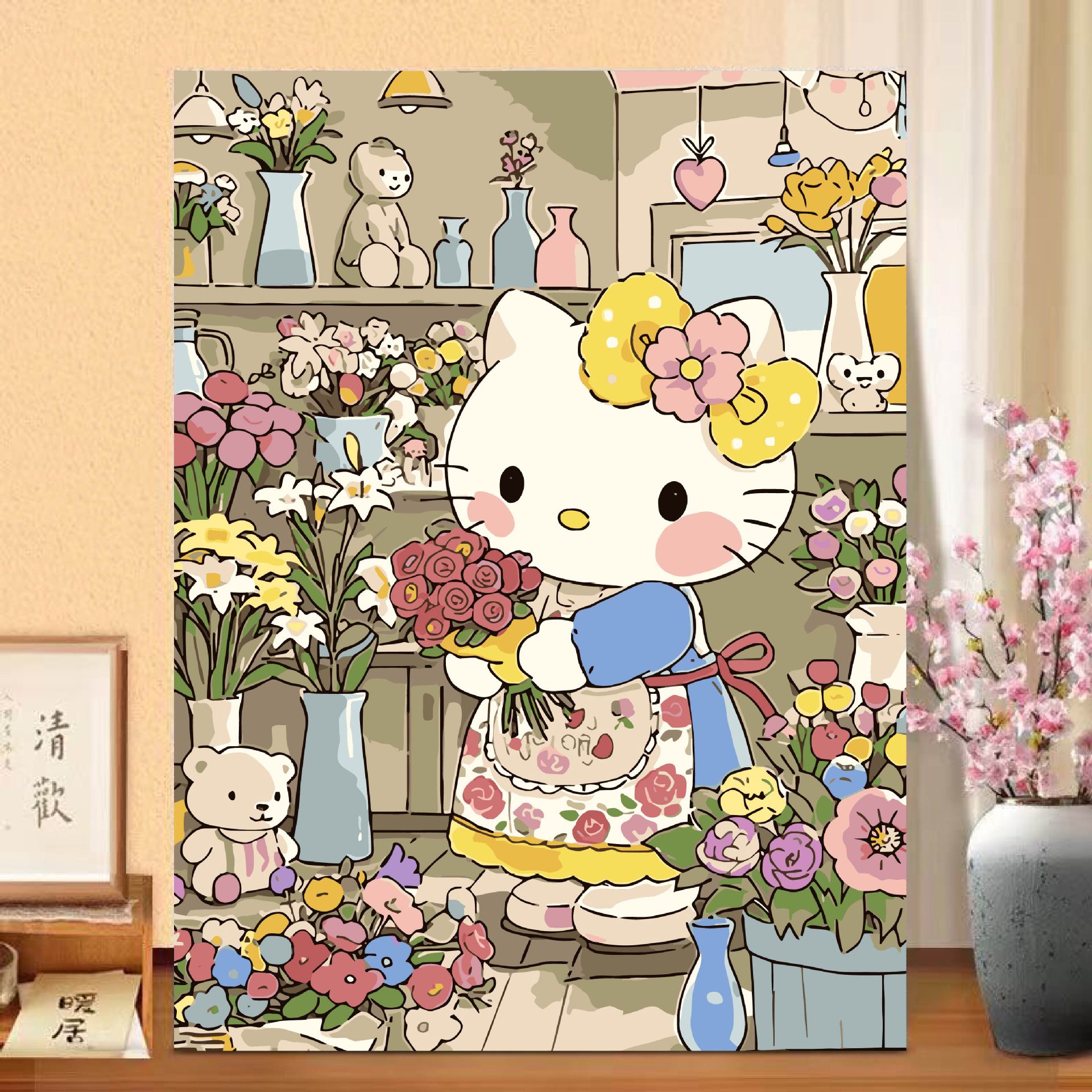 hellokitty pintura al óleo digital de alto valor de color hecha a mano di relleno de relleno de color meditación pintura de descompresión pintura al óleo pintada a mano