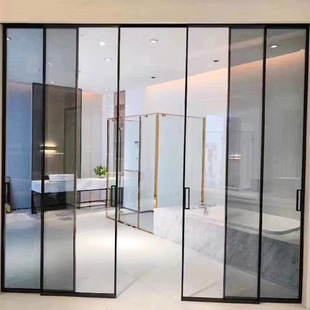 Home Simple Balcony Partition Sliding Door Kitchen Glass Sliding Door Aluminum Alloy Tempered Hanging Rail Sliding Door Customization