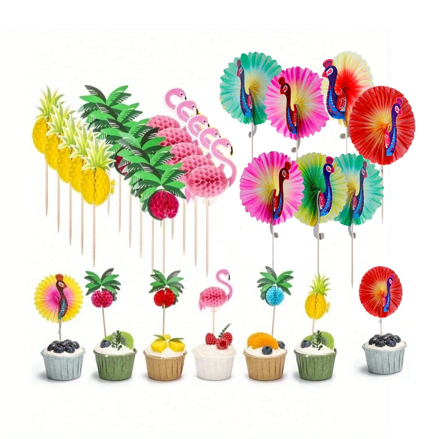 Оптовая продажа торта выпечка украшения вставка кокосовый зонтик зонтик коктейль павлин знак фламинго ананас через границу