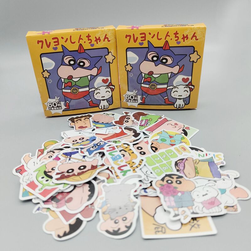 60 枚の非繰り返しクレヨンしんちゃんステッカー漫画アニメかわいい箱入り子供のスーツケース携帯電話装飾ステッカー|undefined