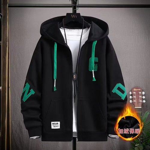 Autumn and Winter 13 High School & Junior High Students' Cardigan Jacket for 15-Year-Old Boys, 14-16 Year-Old Teens, and Older Kids – Fleece-Lined Sports Sweatshirt