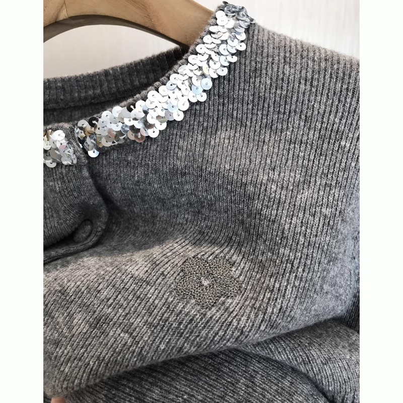 Beautiful! Giant recommend, For * Poe * m garden design hand-sewn sequined floret wool knitted cardigan women