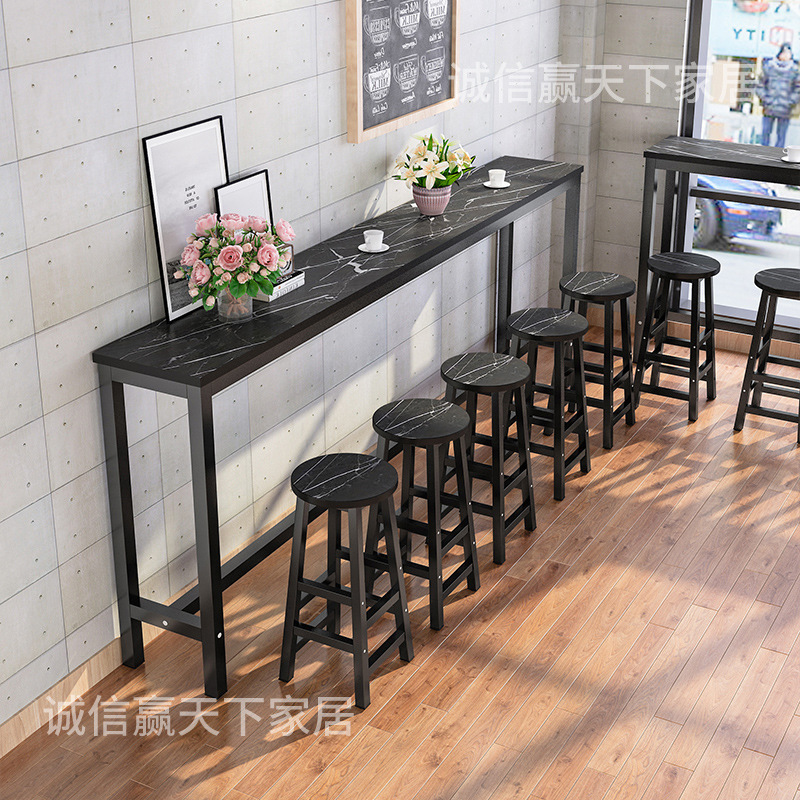 吧台桌家用靠墙奶茶店桌椅组合长条高脚桌商用酒吧台吧台窄桌阳台|undefined