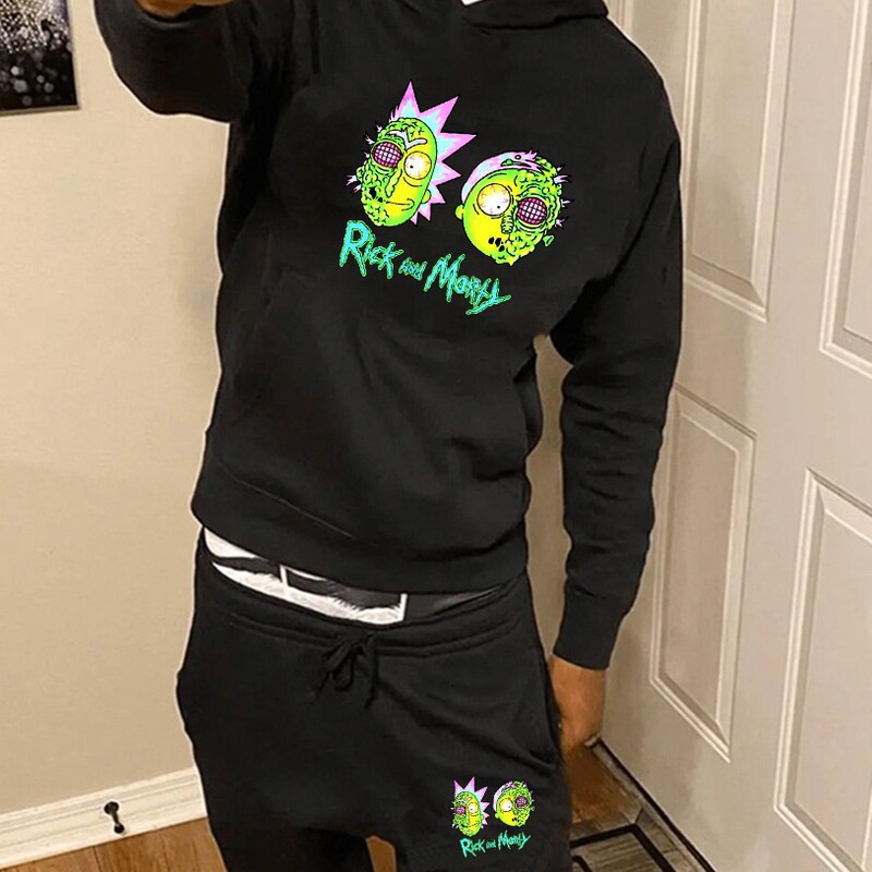 Foreign trade independent station Spring and Autumn new double-headed doctor printed men's and women's sweater men's sports hooded sweater wholesale