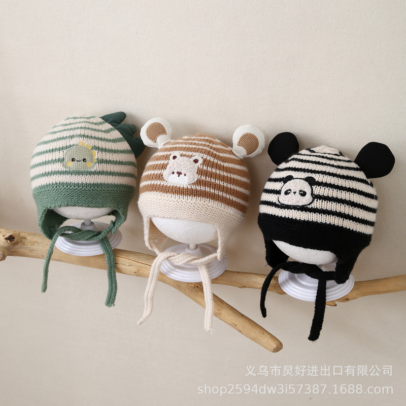 宝宝帽子冬季保暖防风毛线帽韩版婴幼儿针织套头帽冬天儿童护耳帽|undefined