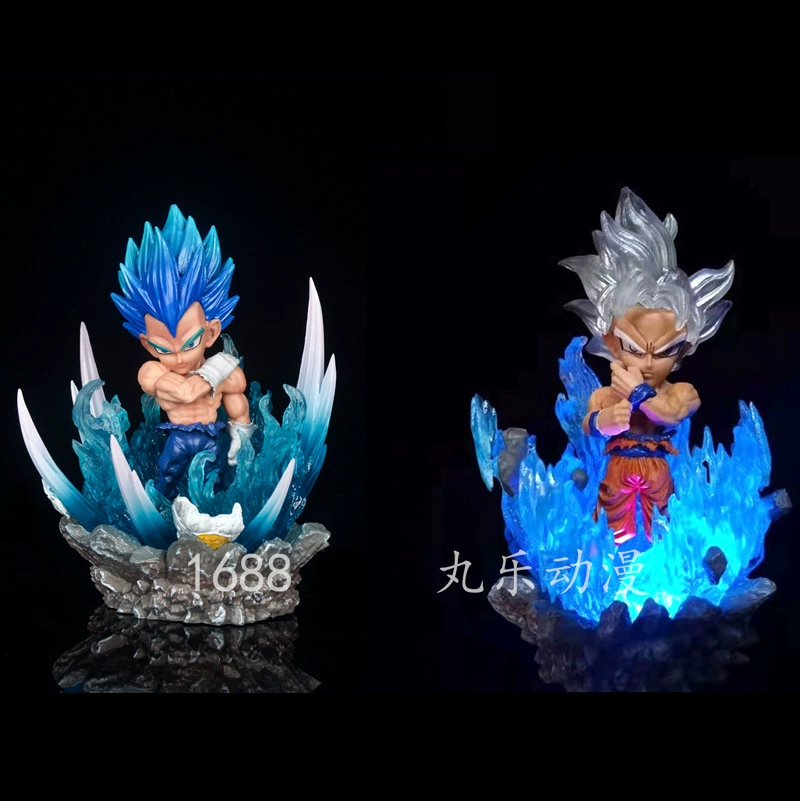Роботизированная игрушка/фигурка Dragon Ball ручная портативная Сайян Гоку Какарот Супер Синий Бегита Свето-изданное Q-вариант коробка с куклой