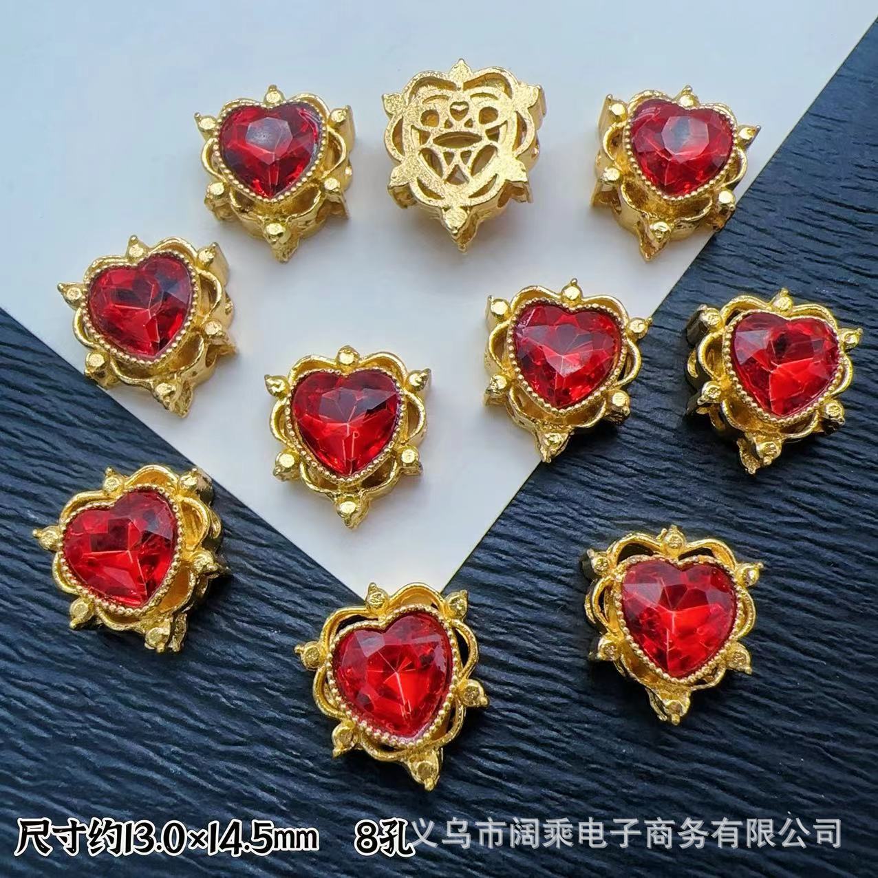 マイクロ象嵌ジルコニウムダイヤモンドマルチカラーピーチハートラブ8穴ビーズリング表面DIYビーズブレスレットネックレスジュエリーアクセサリー