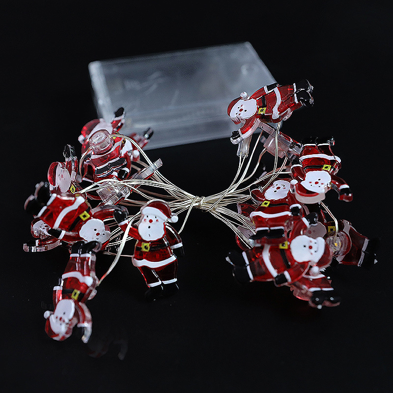 Lámpara de alambre de Navidad campana muletas muñeco de nieve calcetines luces decorativas Santa Claus dormitorio sala de estar cuerda de lámpara de alambre de cobre transfronteriza