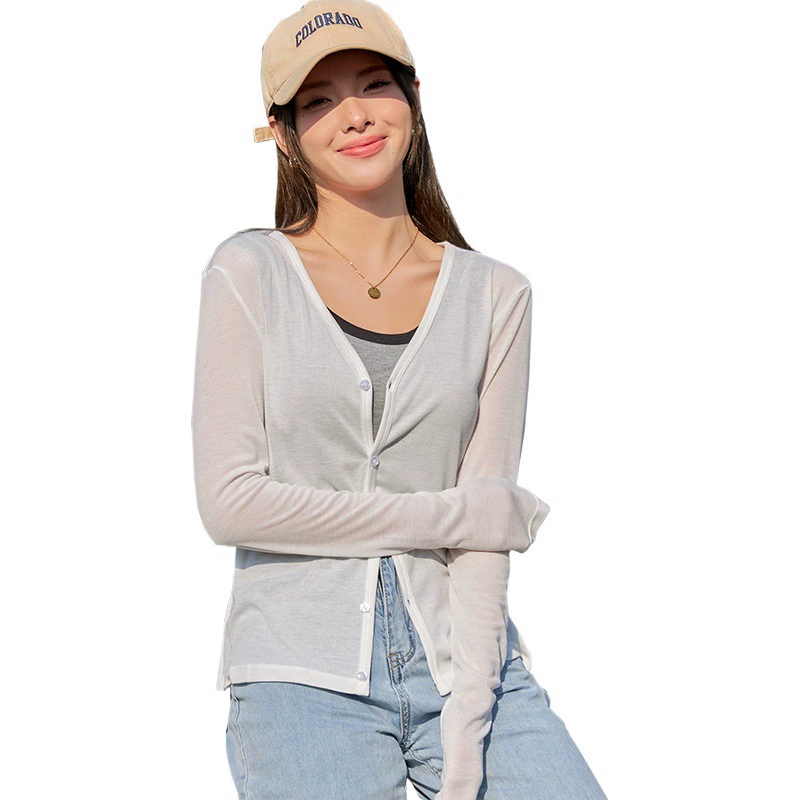 [Yun Palace Authentic] Женский кардиган из лиоцеллового тенселя, весна-лето 2024, новые солнцезащитные топы, тонкий топ с длинными рукавами