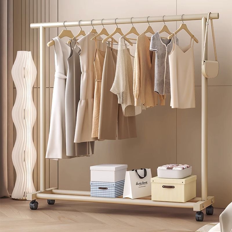 ハンガーハンガー床置き家庭用寝室移動クリームバルコニー服簡易寮ハンガー縦型|undefined